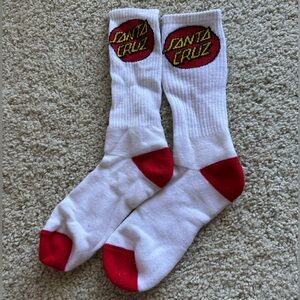 Santa Cruz Skateboards White Socks with Red Accents